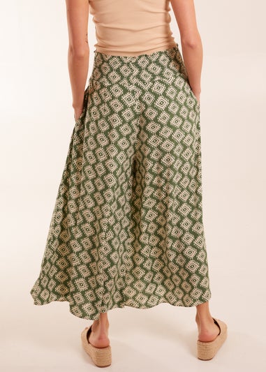 Shirred Waist Wide Leg Aztec Trouser