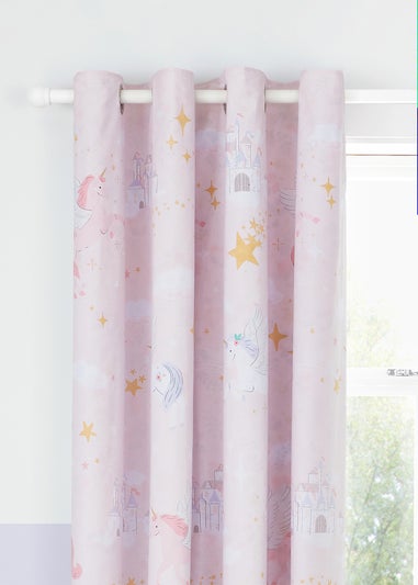Catherine Lansfield Fairytale Unicorn 66x72 Inch Curtains Two Panels