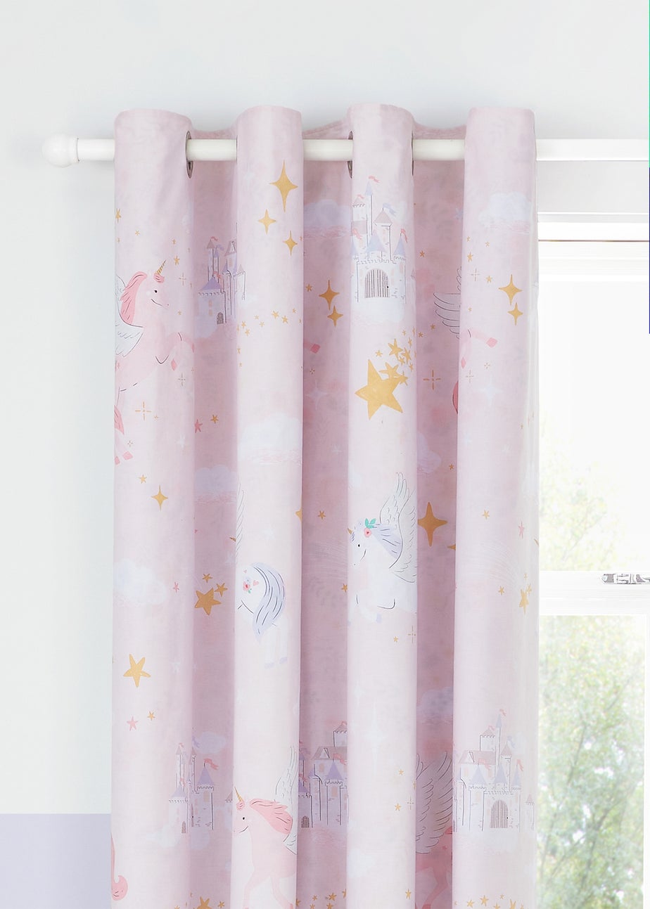 Catherine Lansfield Fairytale Unicorn 66x72 Inch Curtains Two Panels