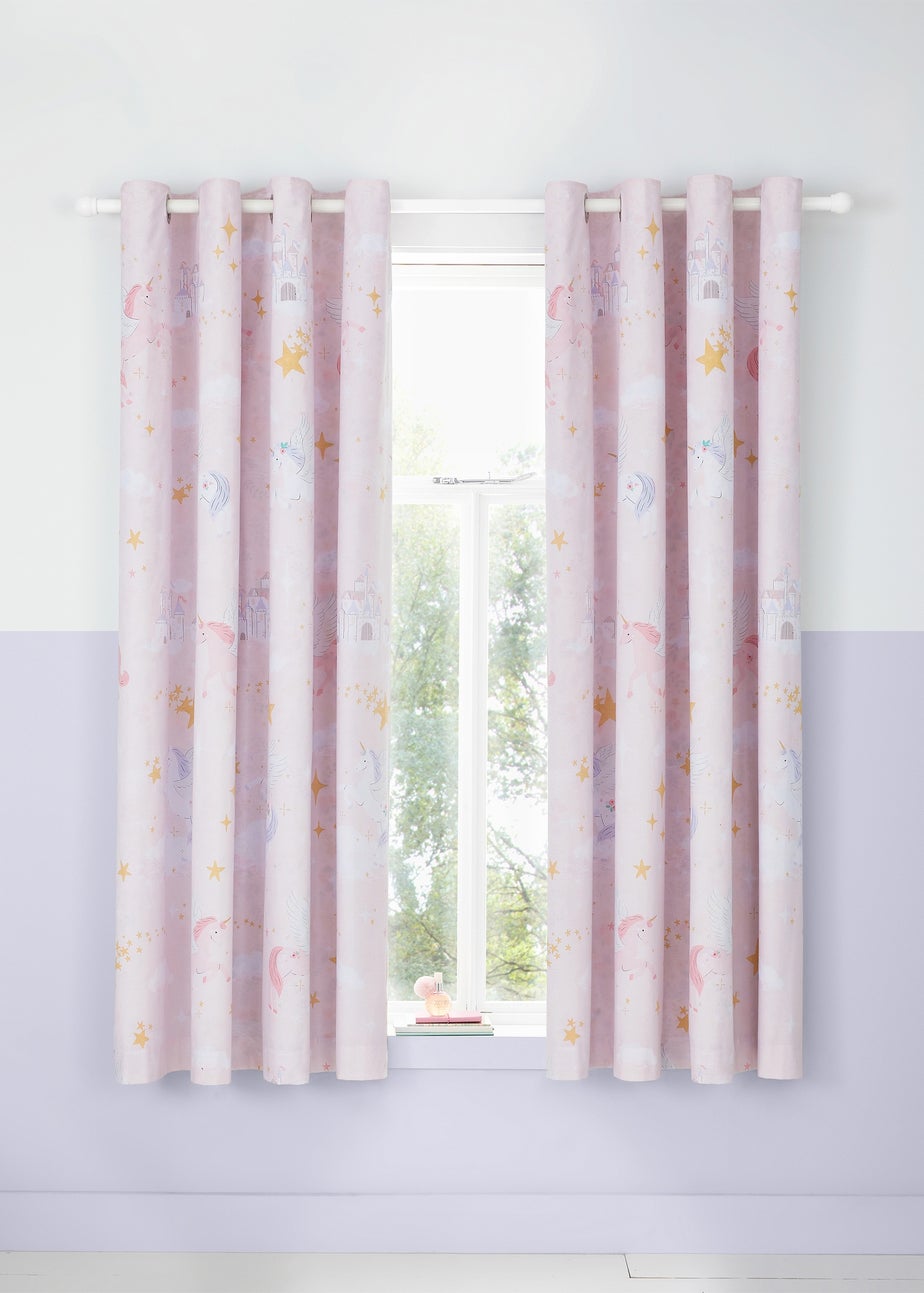 Catherine Lansfield Fairytale Unicorn 66x72 Inch Curtains Two Panels