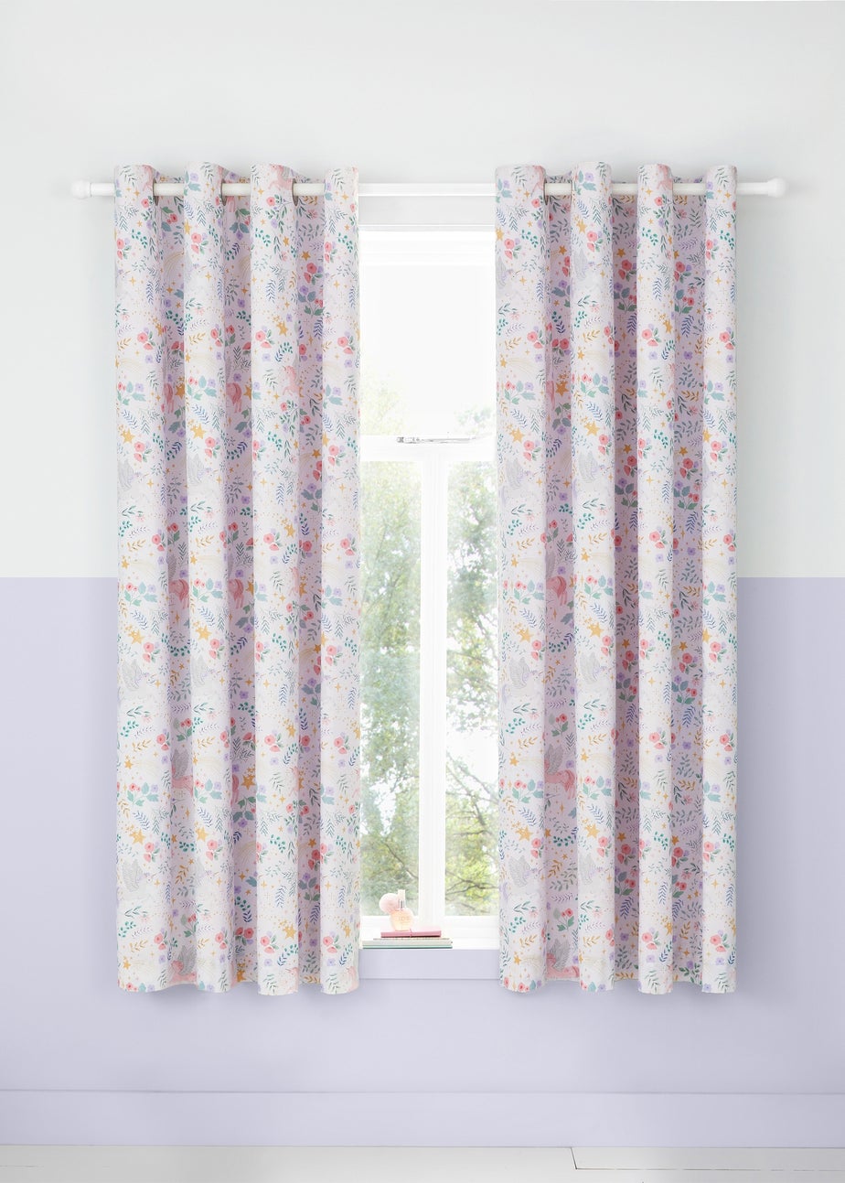 Catherine Lansfield Fairytale Unicorn 66x72 Inch Curtains Two Panels