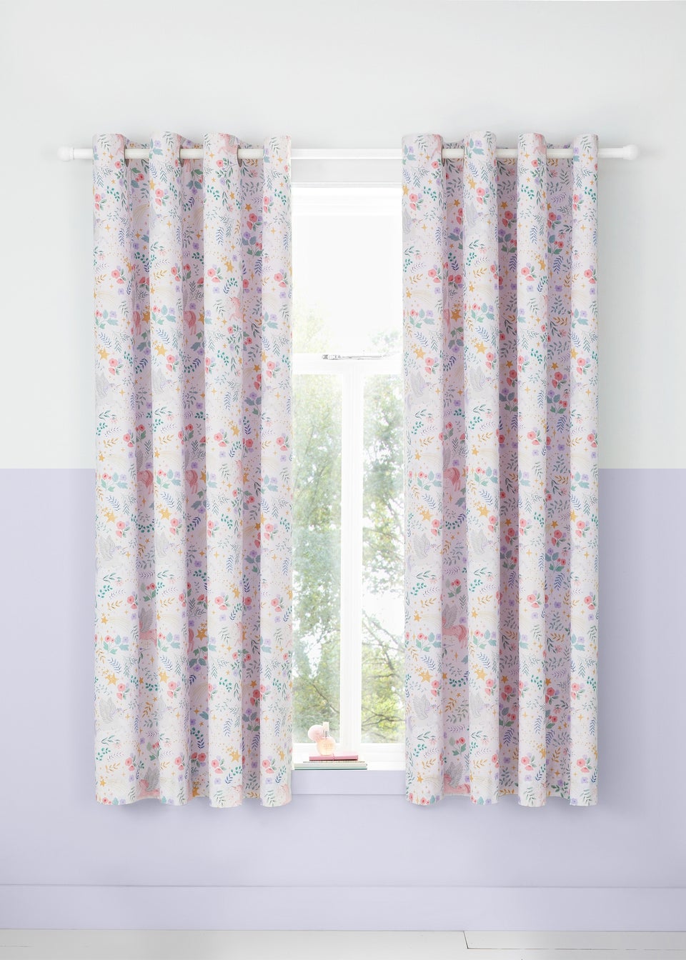 Catherine Lansfield Fairytale Unicorn 66x72 Inch Curtains Two Panels