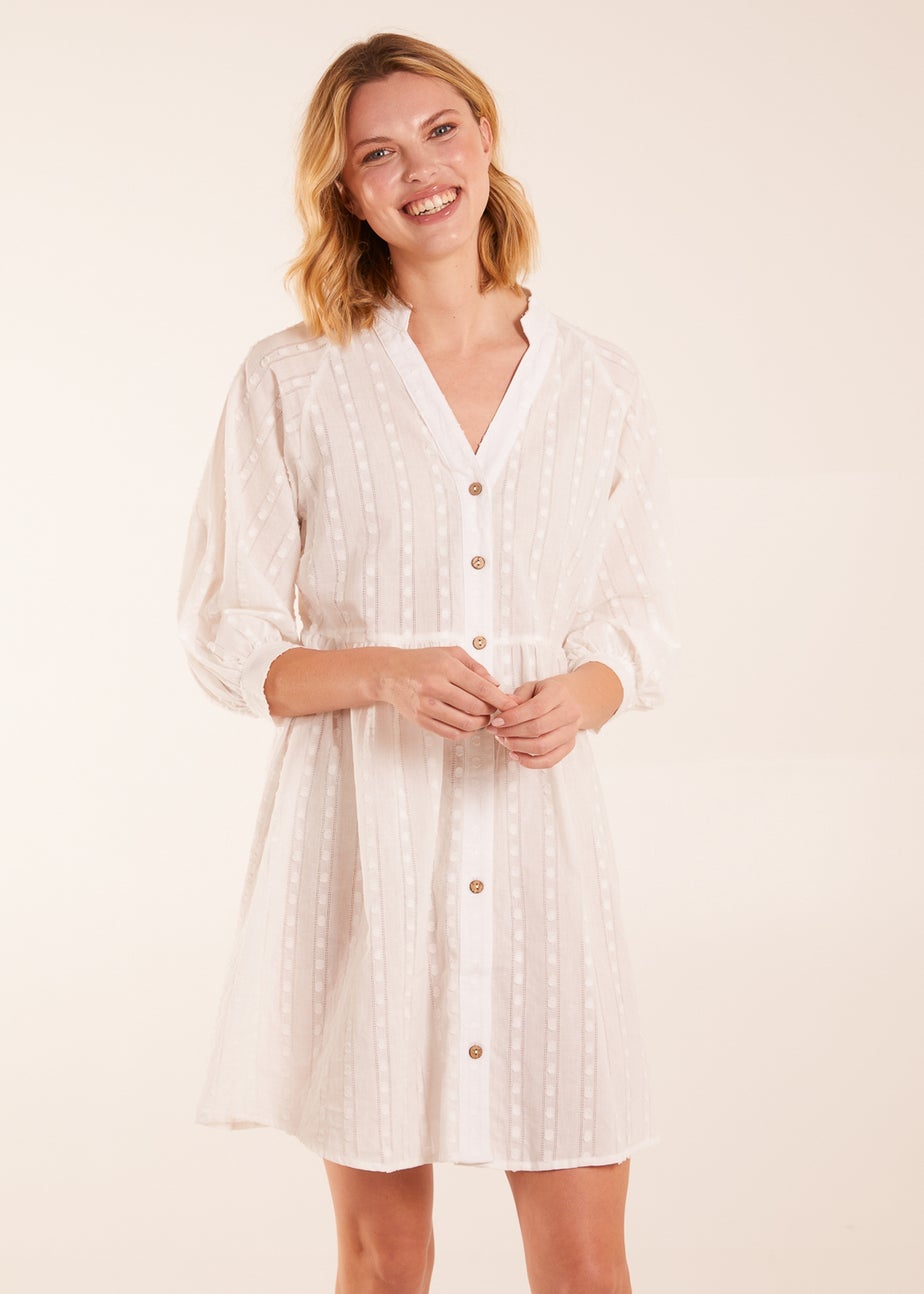 Blue Vanilla Collar Textured Button Through Mini Dress