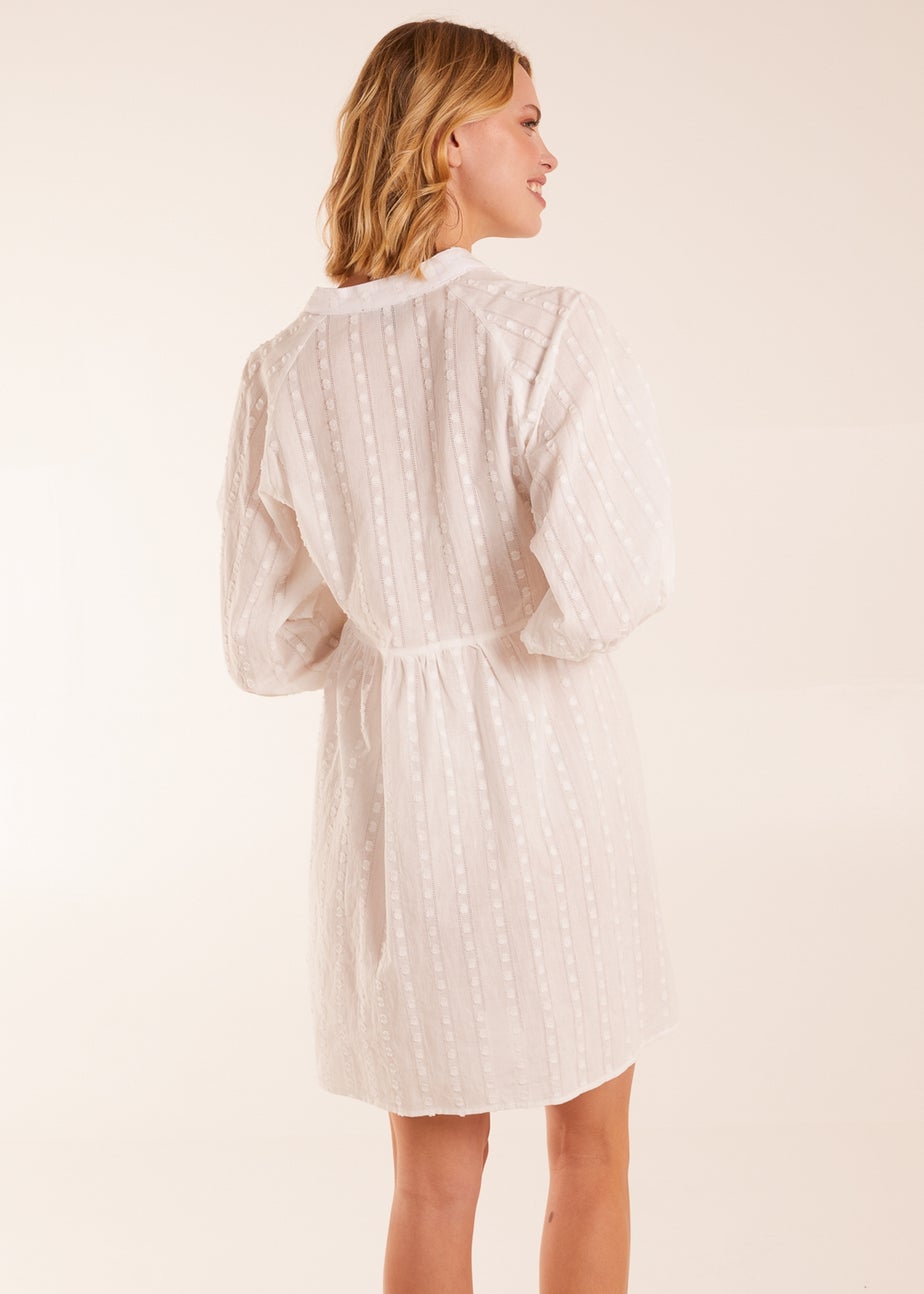 Blue Vanilla Collar Textured Button Through Mini Dress