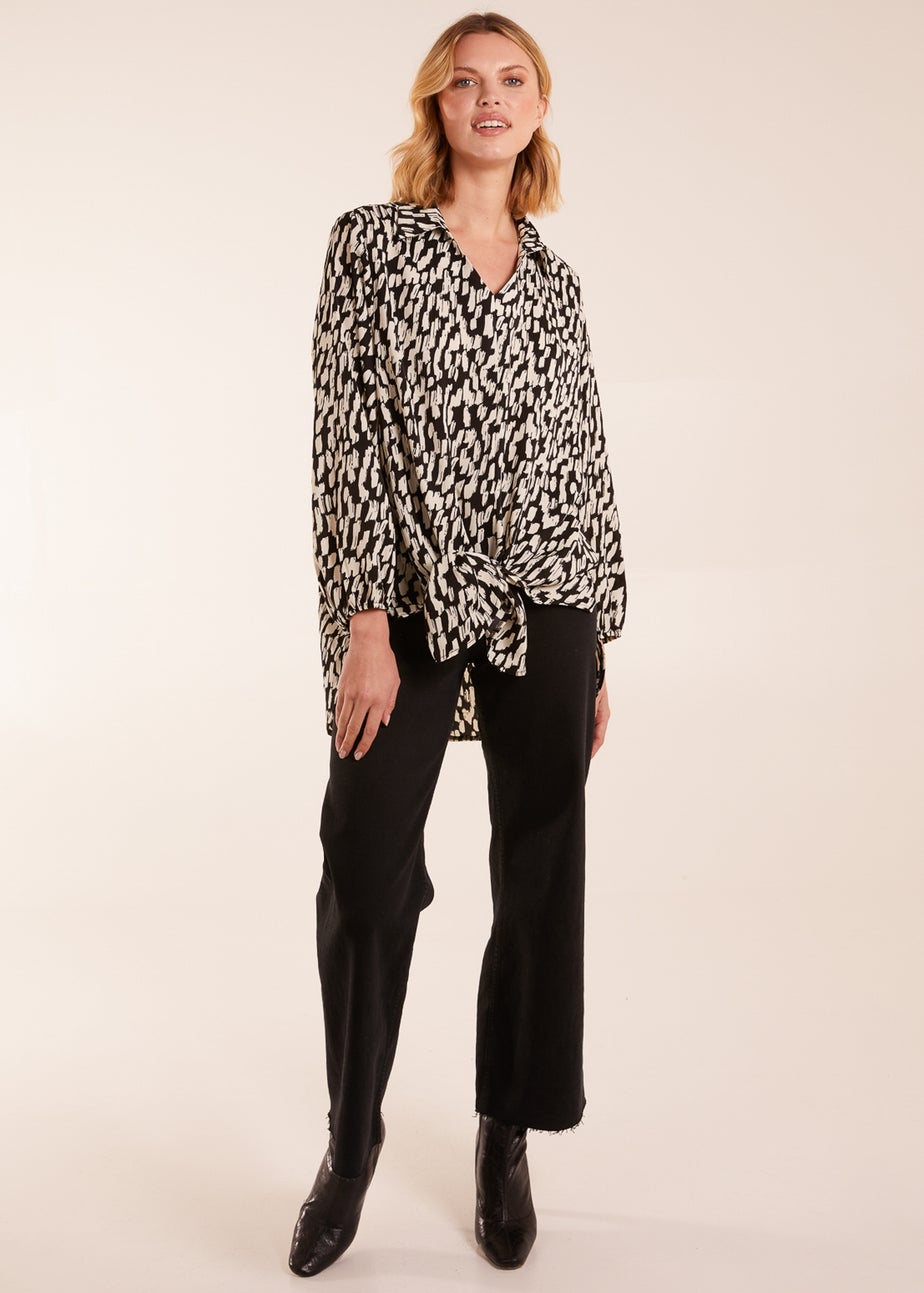 Blue Vanilla High Low Hem Tie Knot Blouse