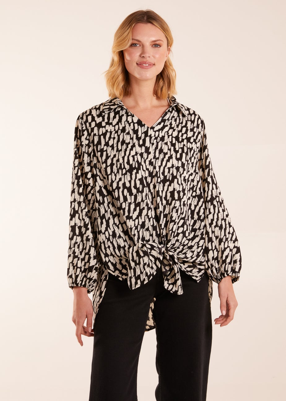 Blue Vanilla High Low Hem Tie Knot Blouse