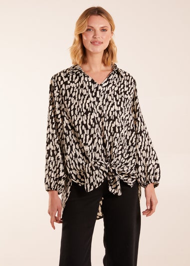 Blue Vanilla High Low Hem Tie Knot Blouse