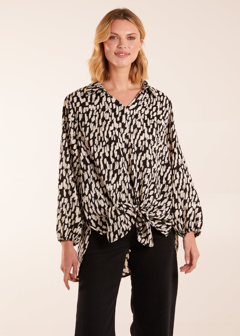 Blue Vanilla High Low Hem Tie Knot Blouse