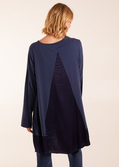 Blue Vanilla Sweatshirt With Sateen Tunic Insert