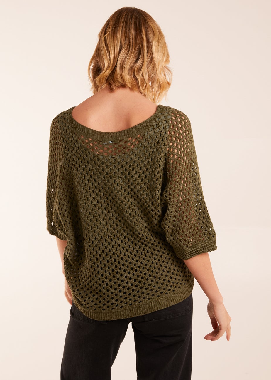 Blue Vanilla Cotton Crochet V Neck Top