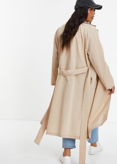 Quiz Stone Curve Linen Look Trench Jacket