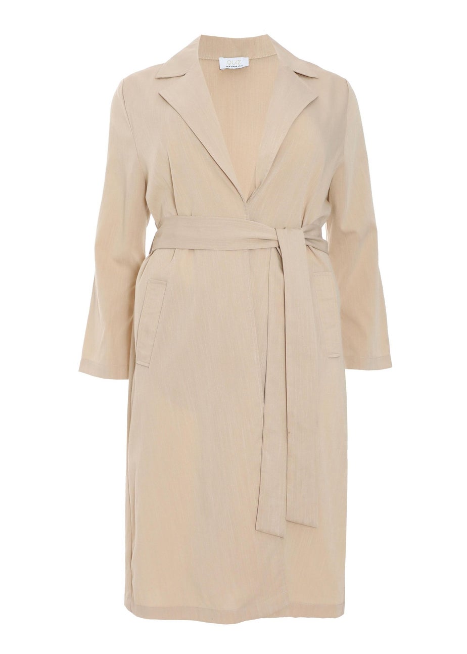 Quiz Stone Curve Linen Look Trench Jacket