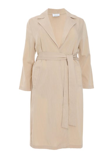 Quiz Stone Curve Linen Look Trench Jacket