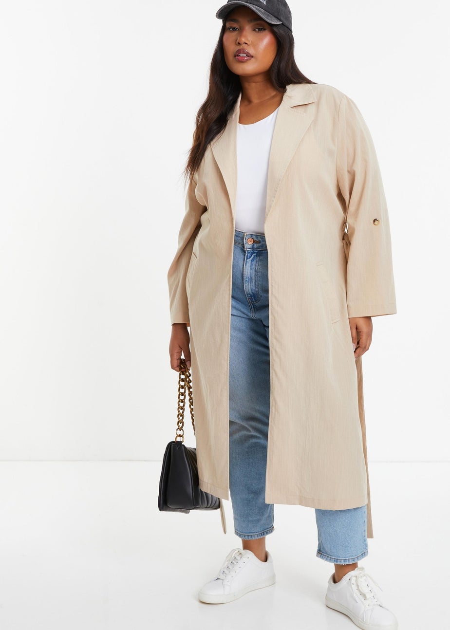 Quiz Stone Curve Linen Look Trench Jacket