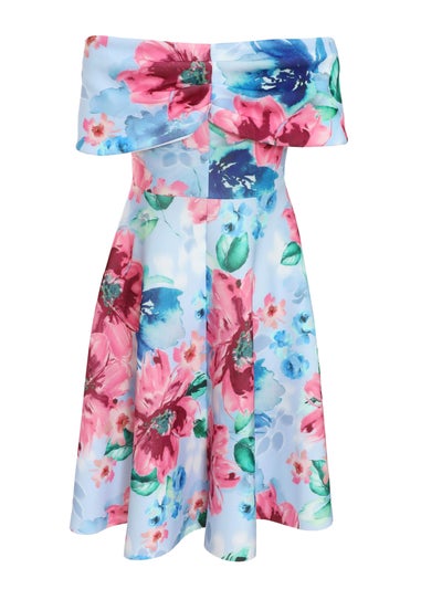Quiz Multi Curve Floral Bardot Midi Skater Dress
