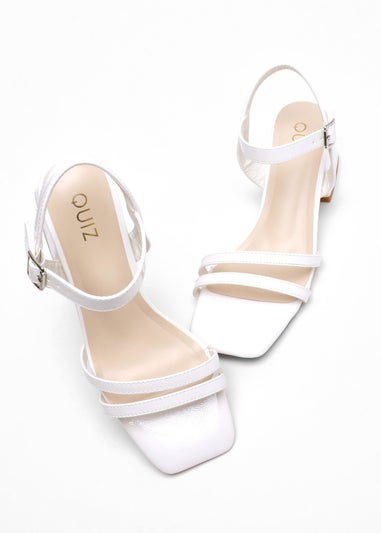 Quiz White Faux Leather Block Heel Sandal
