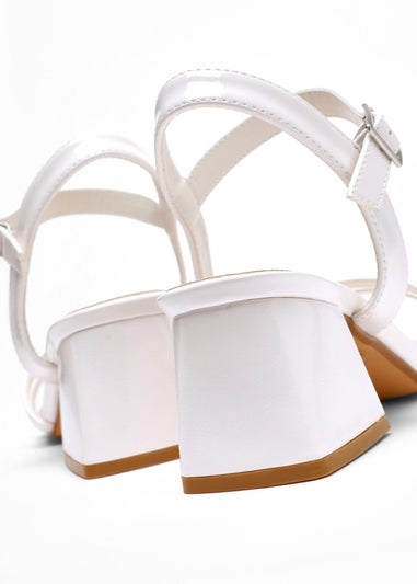 Quiz White Faux Leather Block Heel Sandal