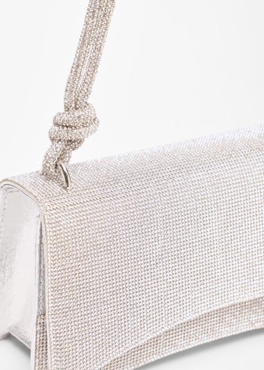 Quiz Silver Diamante Shoulder Bag