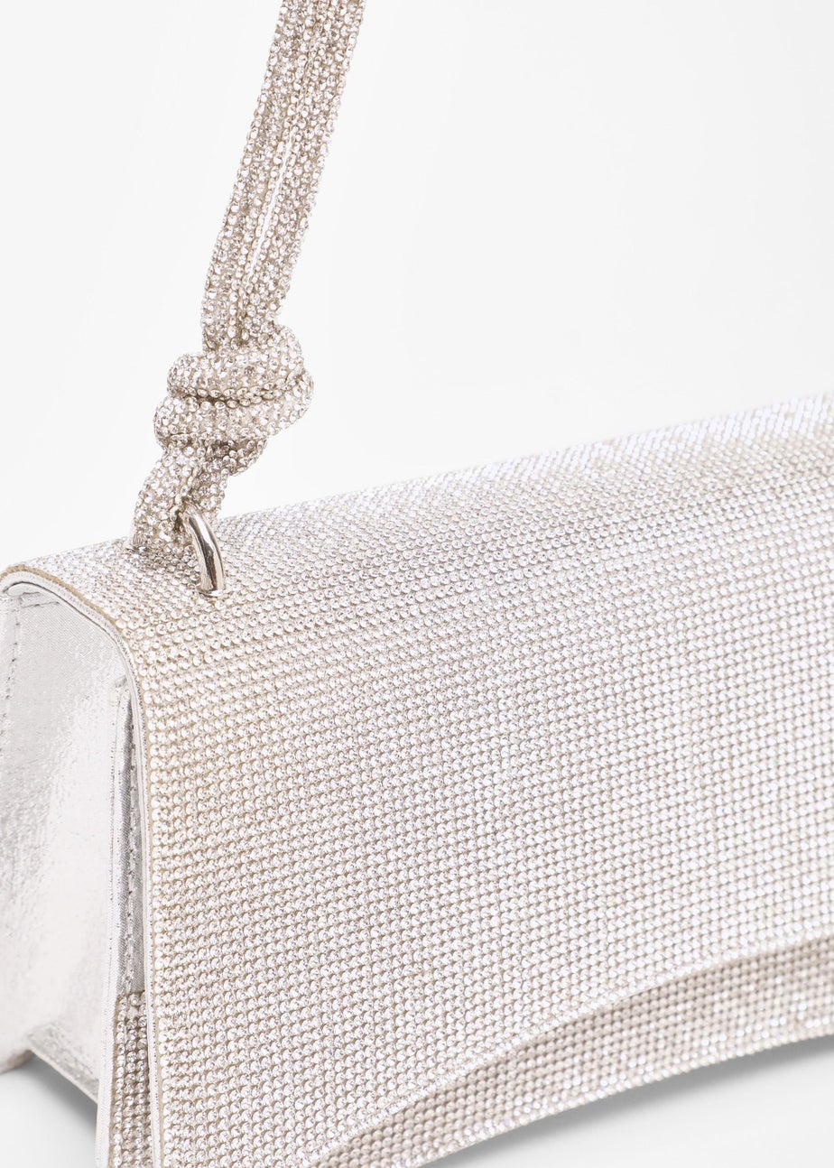 Quiz Silver Diamante Shoulder Bag