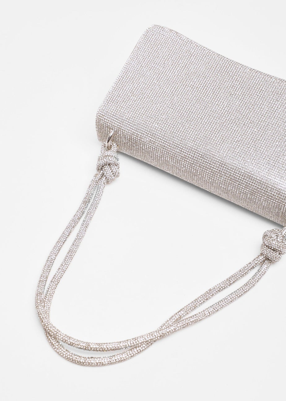 Quiz Silver Diamante Shoulder Bag