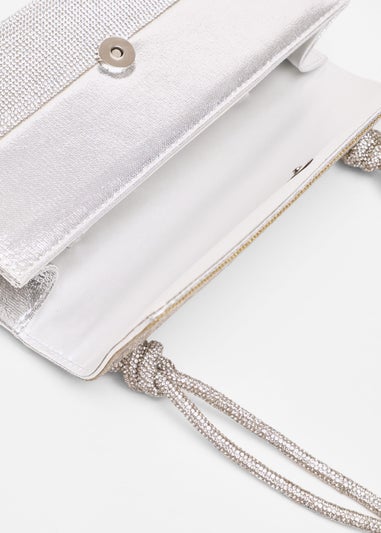 Quiz Silver Diamante Shoulder Bag