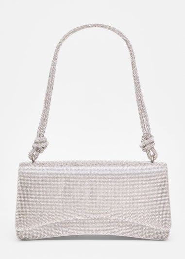 Quiz Silver Diamante Shoulder Bag