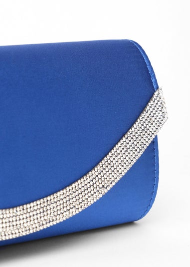 Quiz Blue Satin Embellished Clutch Bag