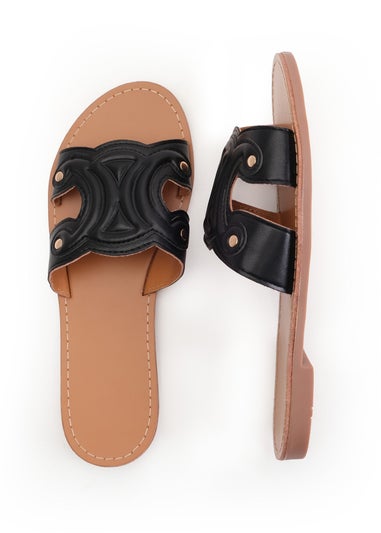 Where's That From Black Norah Single Cut Out Band Sliders