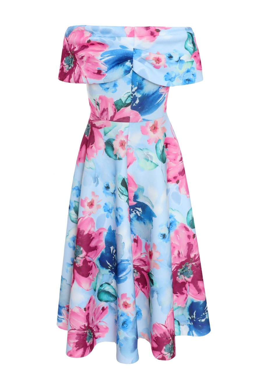 Quiz Multi Floral Bardot Skater Midi Dress