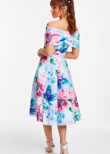 Quiz Multi Floral Bardot Skater Midi Dress