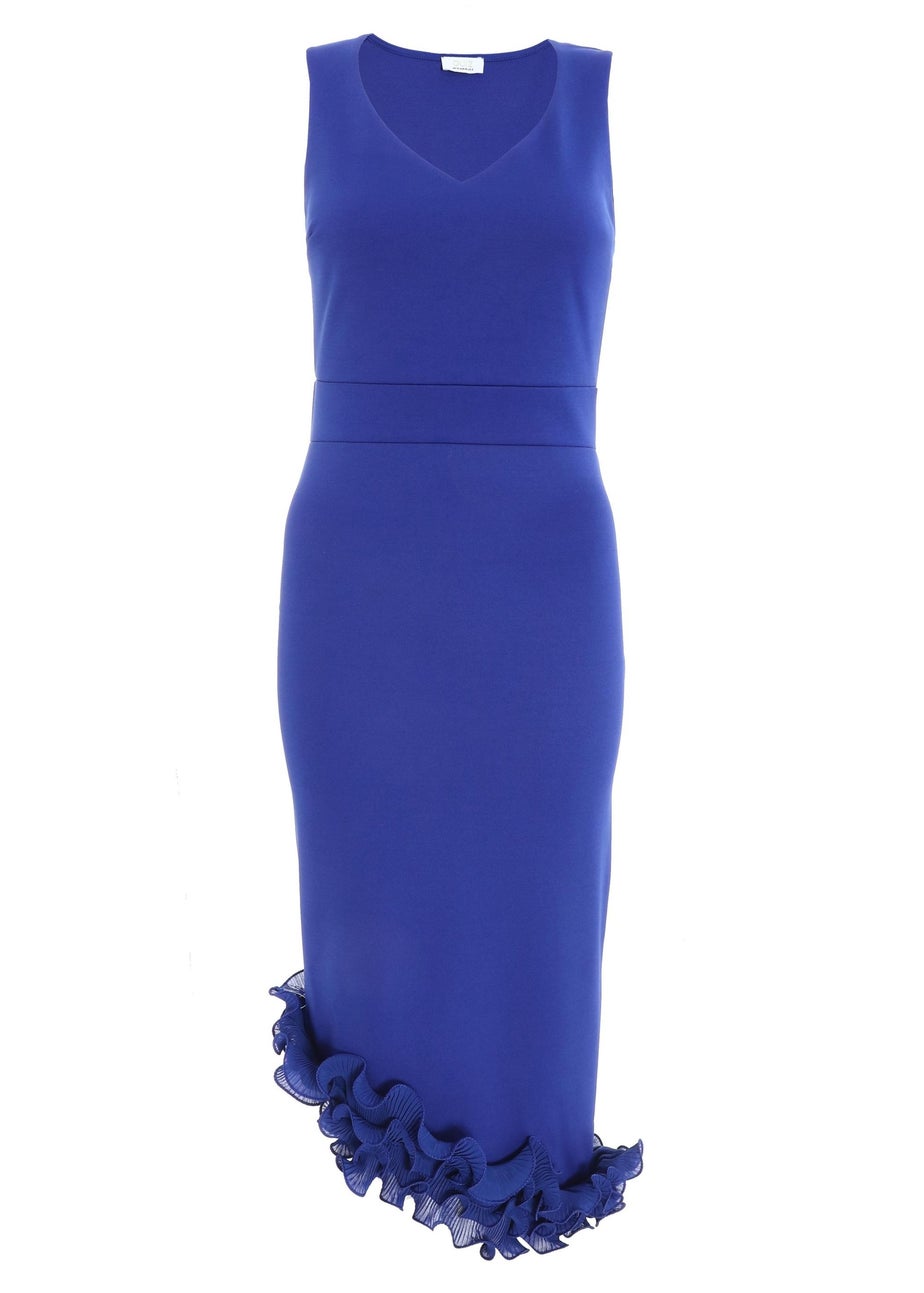 Quiz Blue Ruffle Hem Midi Dress