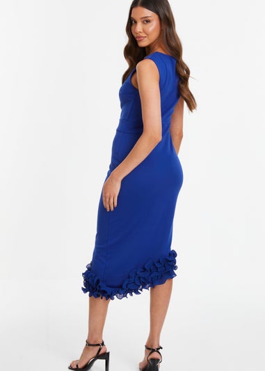 Quiz Blue Ruffle Hem Midi Dress