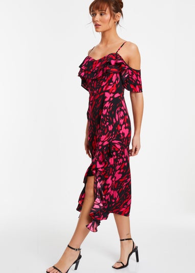 Quiz Multi Animal Print Drop Shoulder Midi Dress