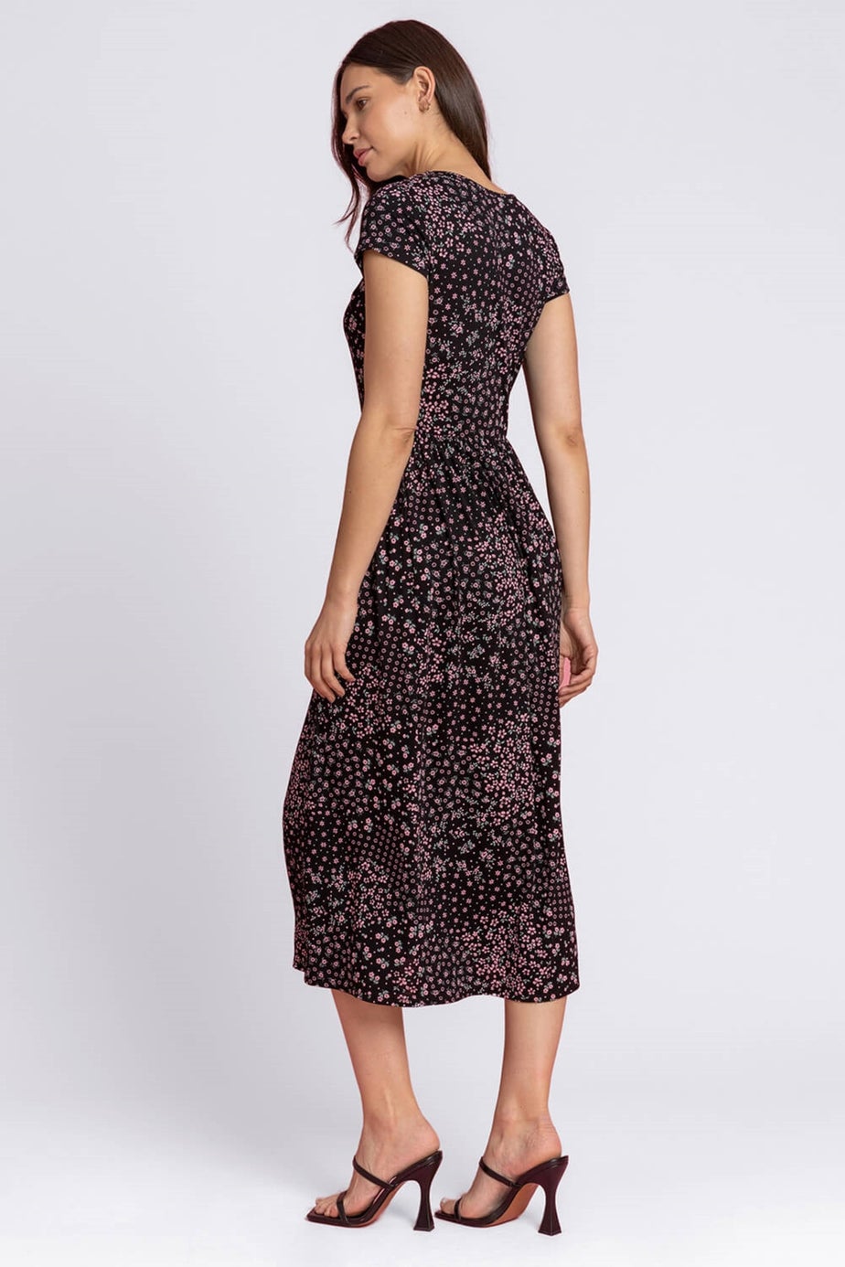 Roman Black Patchwork Floral Stretch Jersey Dress