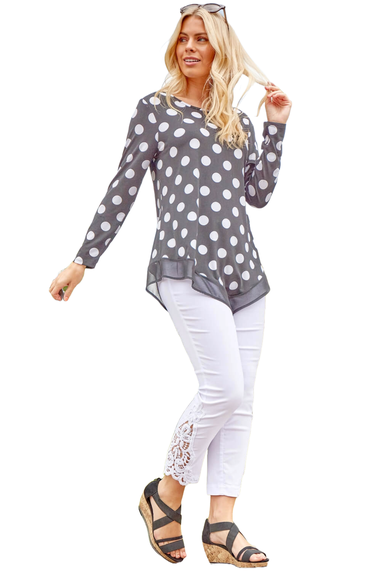 Roman White Lace Insert Crop Stretch Trousers