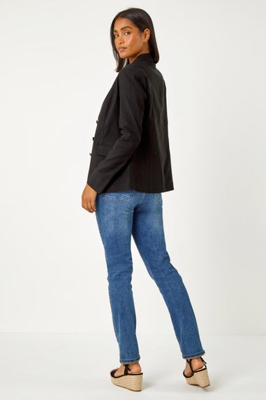 Roman Black Button Detail Stretch Blazer