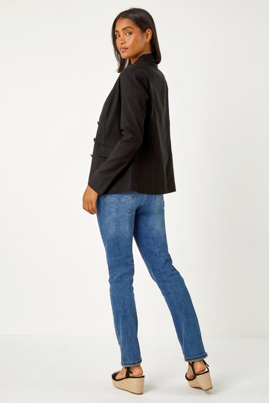 Roman Black Button Detail Stretch Blazer