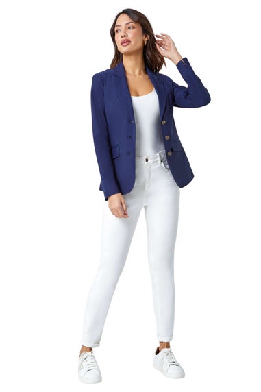 Roman Navy Button Detail Stretch Blazer