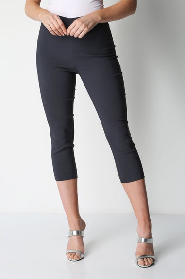 Roman Dark Grey Cropped Stretch Trouser Capri Summer Leggings 3/4 Pedal Pushers
