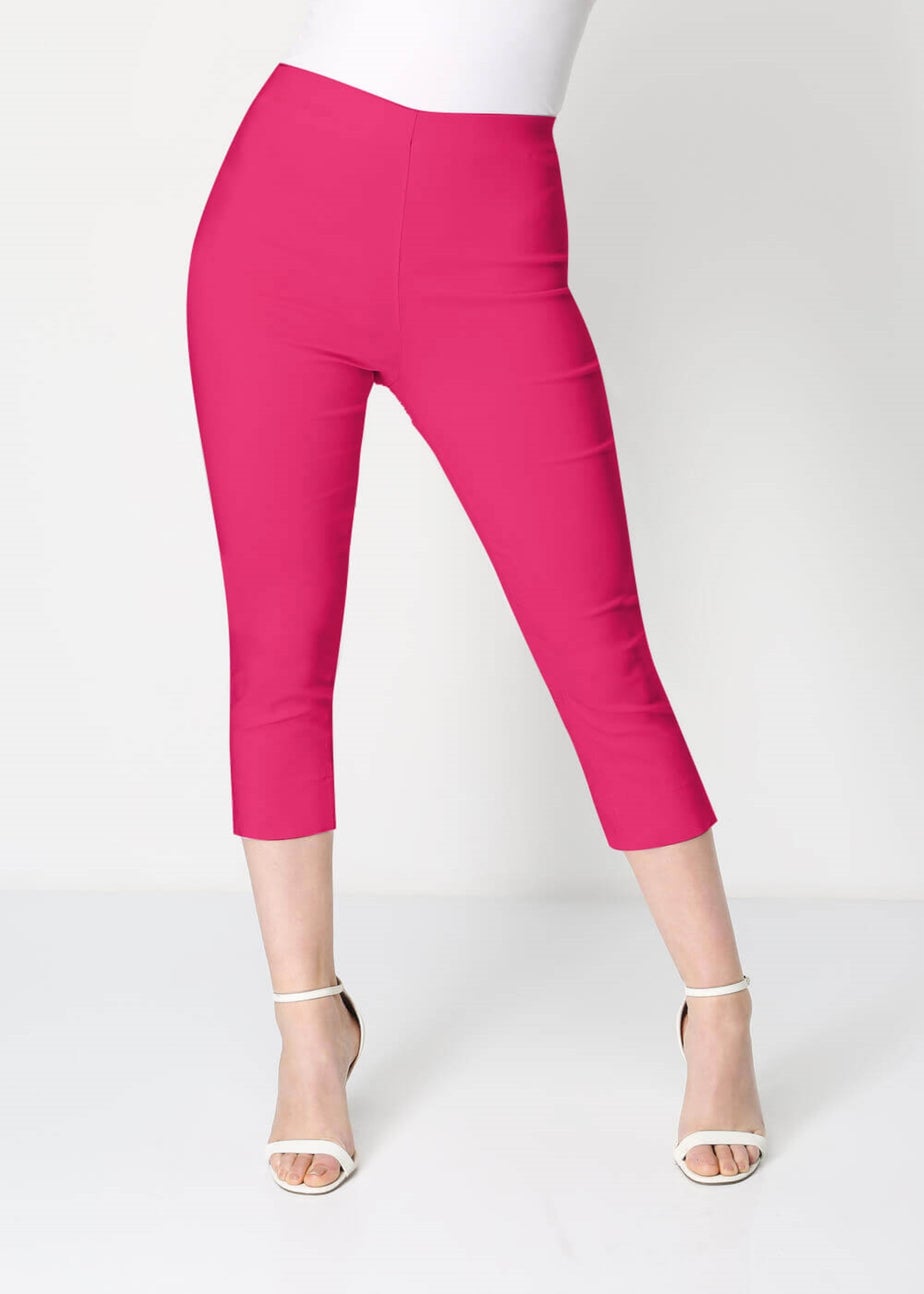 Roman Cerise Pink Cropped Stretch Trouser Capri Summer Leggings 3/4 Pedal Pushers