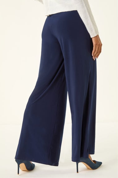 Roman Navy Wide Leg Stretch Trousers