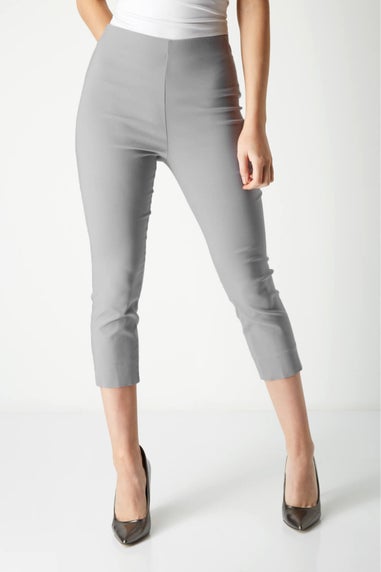 Roman Light Grey Cropped Stretch Trouser Capri Summer Leggings 3/4 Pedal Pushers