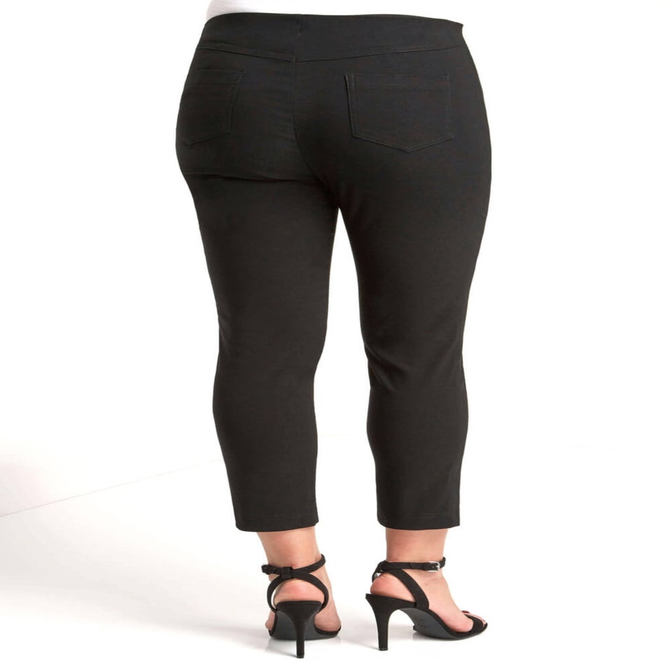 Roman Black 3/4 Length Stretch Elastic Waist Trouser