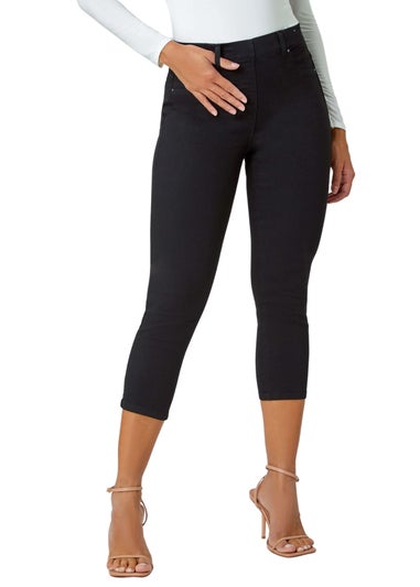Roman Black Cropped Stretch Denim Jegging