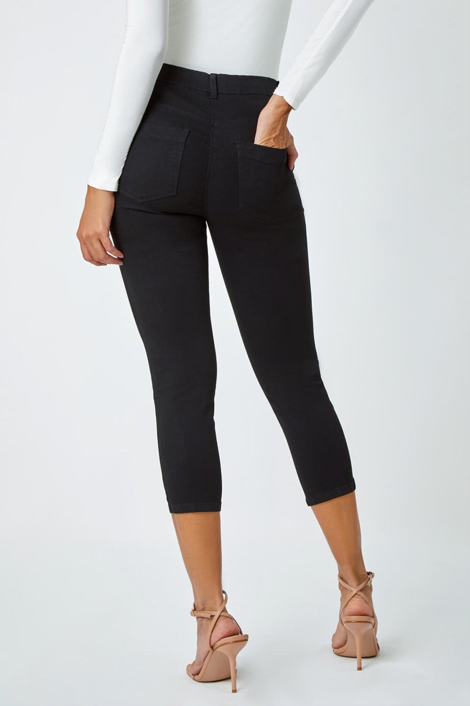 Roman Black Cropped Stretch Denim Jegging