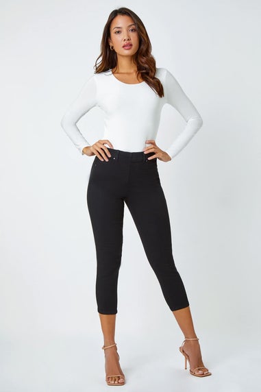 Roman Black Cropped Stretch Denim Jegging
