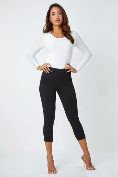 Roman Black Cropped Stretch Denim Jegging