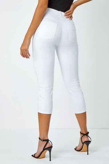 Roman White Cropped Stretch Denim Jegging