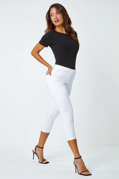 Roman White Cropped Stretch Denim Jegging