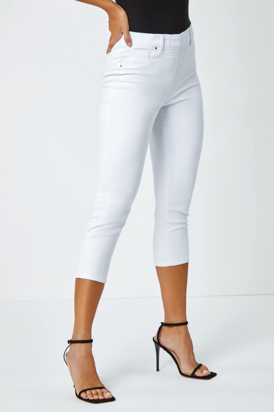 Roman White Cropped Stretch Denim Jegging